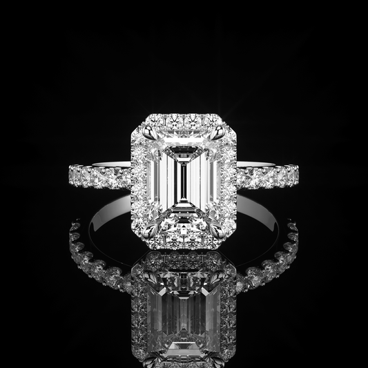 Halo Castel Pavé Emerald Platinum