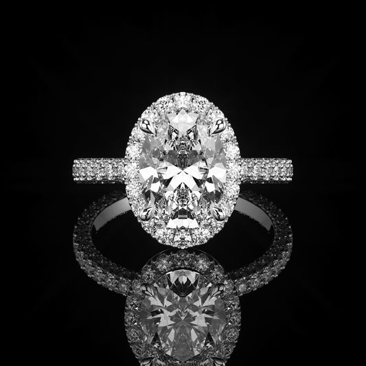 Halo 3 Row Pavé Oval Platinum