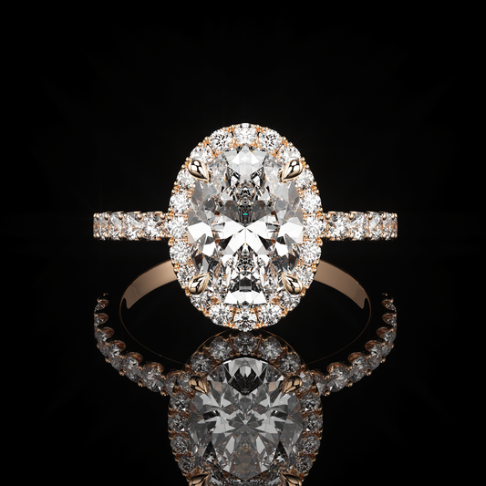 Halo Castel Pavé Oval 14K Rose Gold