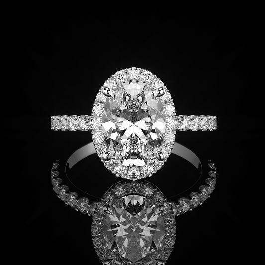 Halo Castel Pavé Oval Platinum