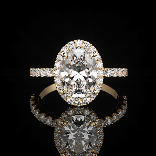 Halo Castel Pavé Oval 18K Yellow Gold