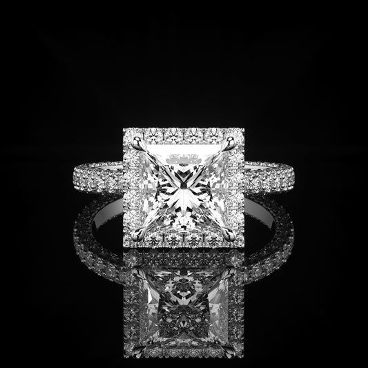 Halo 3 Row Pavé Princess Platinum