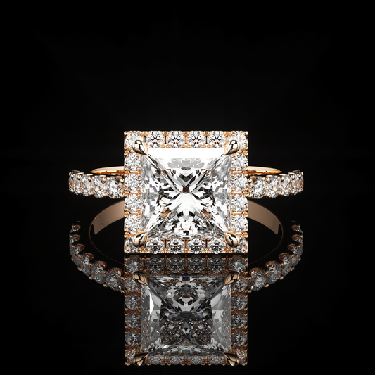 Halo Castel Pavé Princess 14K Rose Gold