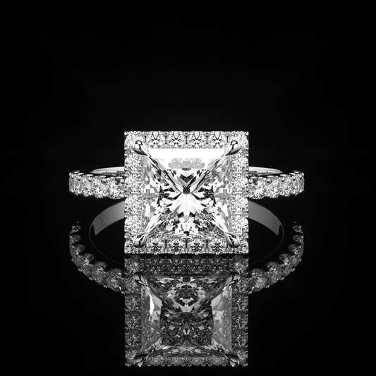 Halo Castel Pavé Princess Platinum