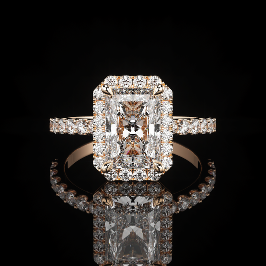 Halo Castel Pavé Radiant 14K Rose Gold