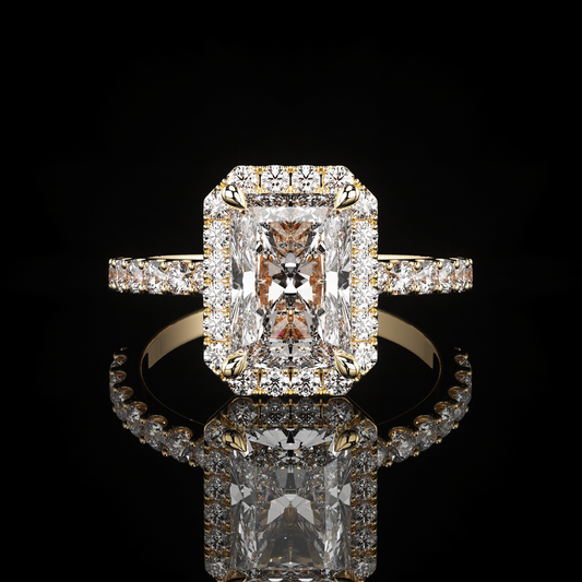 Halo Castel Pavé Radiant 18K Yellow Gold