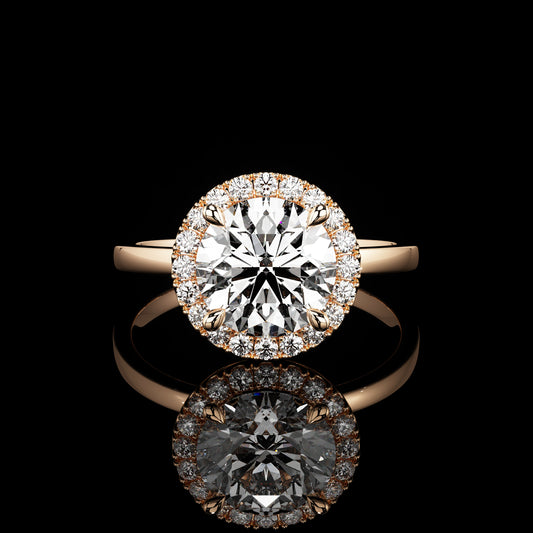 Halo High Polish Round 14K Rose Gold