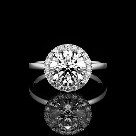 Halo High Polish Round 18K White Gold