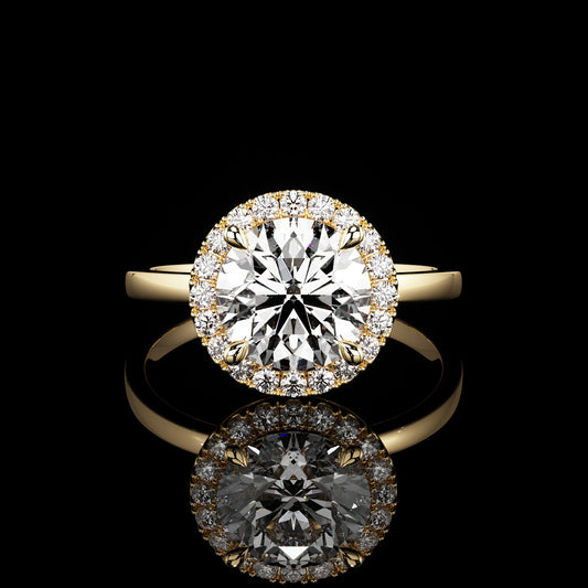 Halo High Polish Round 14K Yellow Gold