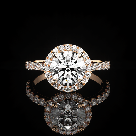 Halo Castel Pavé Round 14K Rose Gold