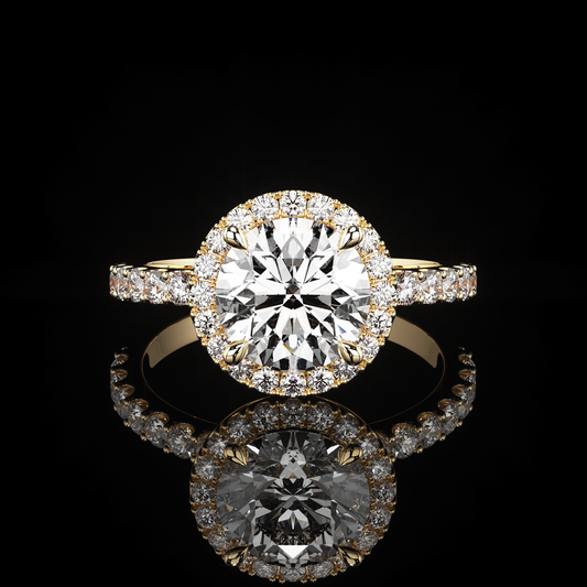Halo Castel Pavé Round 18K Yellow Gold